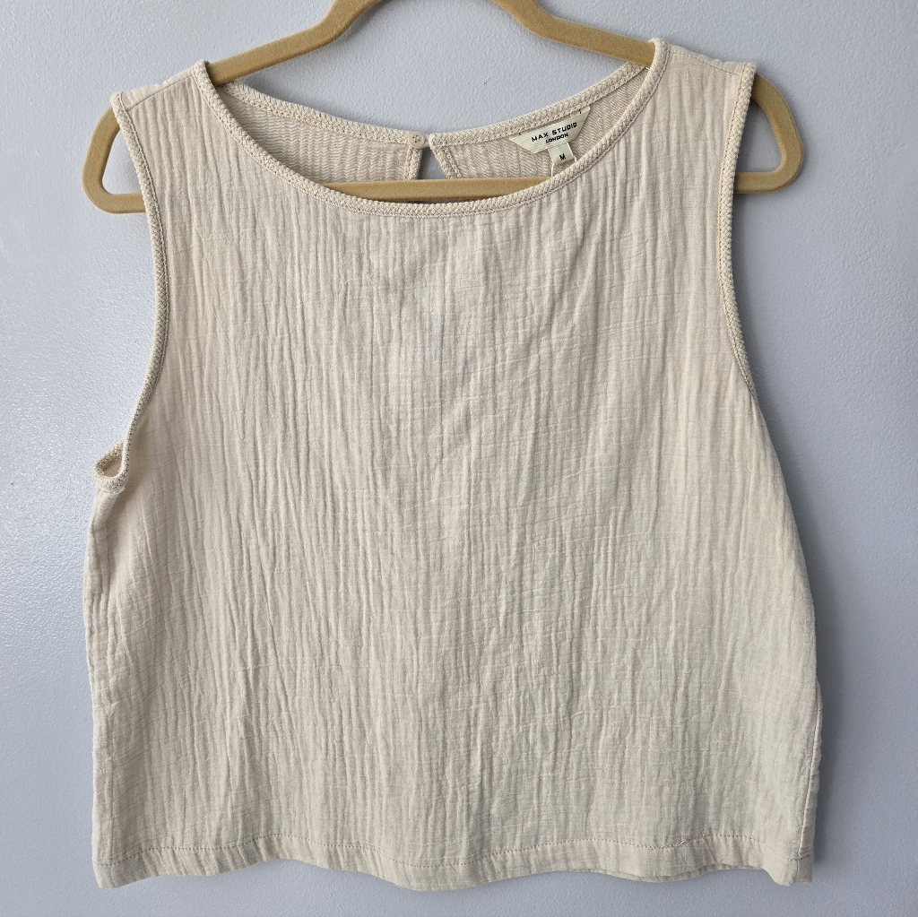 Nwt Max Studio Cotton Linen Sleeveless Top, Sm